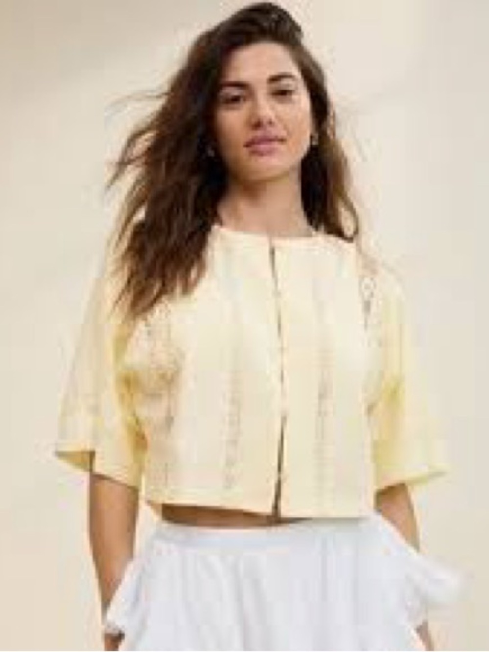 Aerie Women’s Cropped Crochet Cardigan in Butter Yellow - XXL